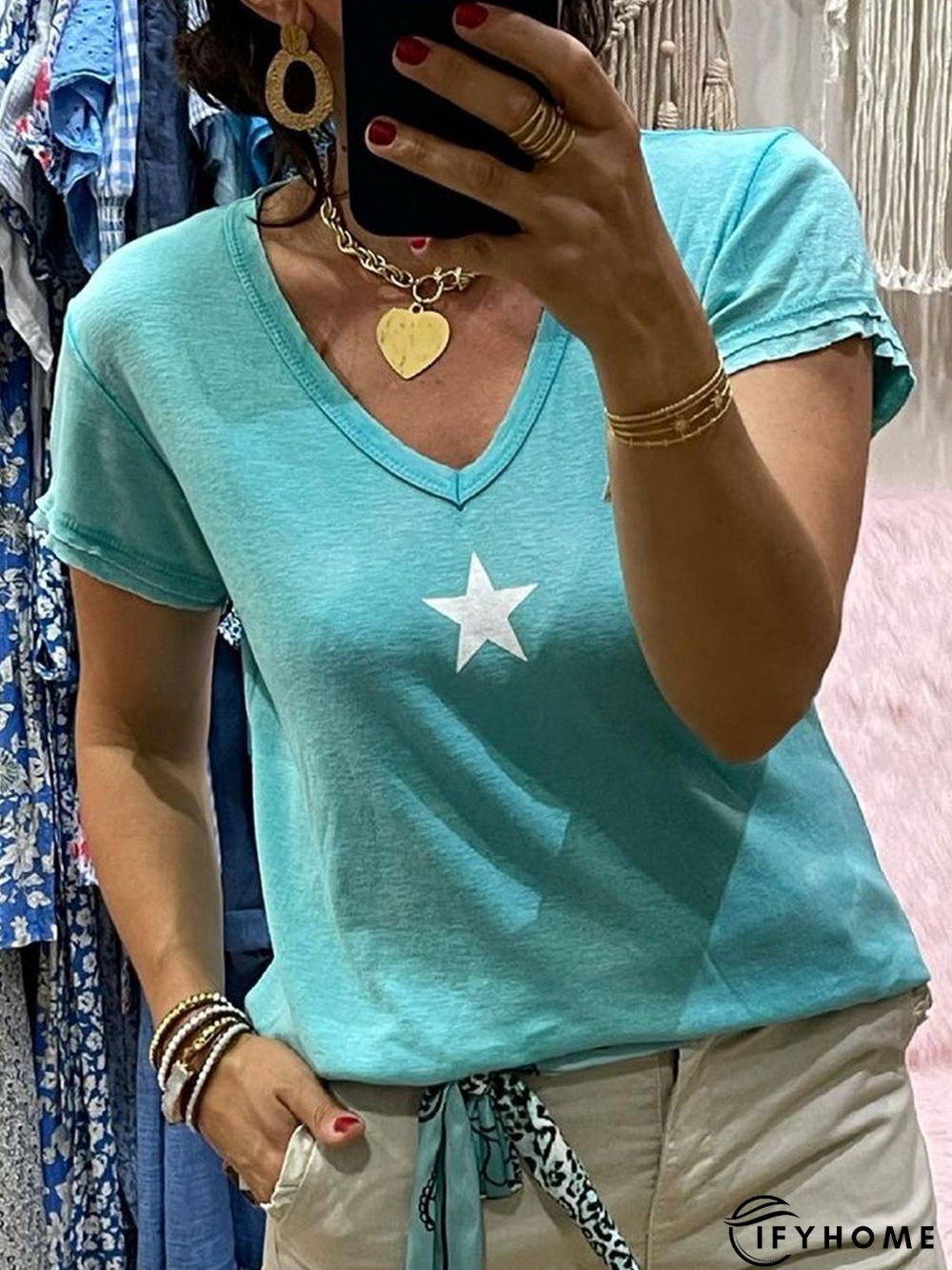 Casual Cotton Short Sleeve Tops | IFYHOME