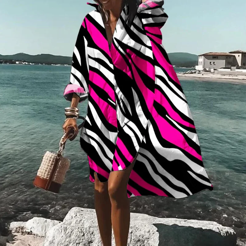 ⚡NEW SEASON⚡Contrast Stripe Print Resort Midi Dress