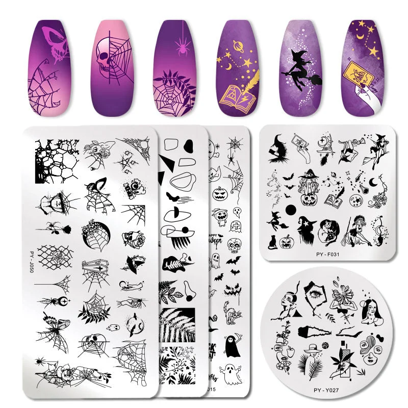 PICT YOU Halloween Nail Stamping Plates Snowflake Festival Pattern Nail Art Image Plates Nail Art Stencil Nail Template Plate-Nail Inspo