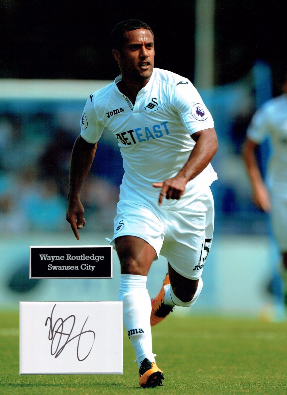 Wayne ROUTLEDGE SIGNED Autograph 16x12 Photo Poster painting Dry Mount AFTAL COA Swansea City