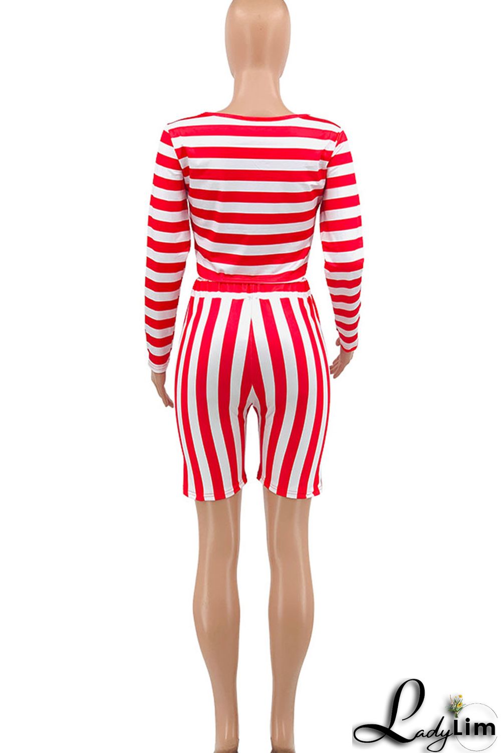 Blue Casual Striped Print Patchwork Asymmetrical Collar Plus Size Two Pieces