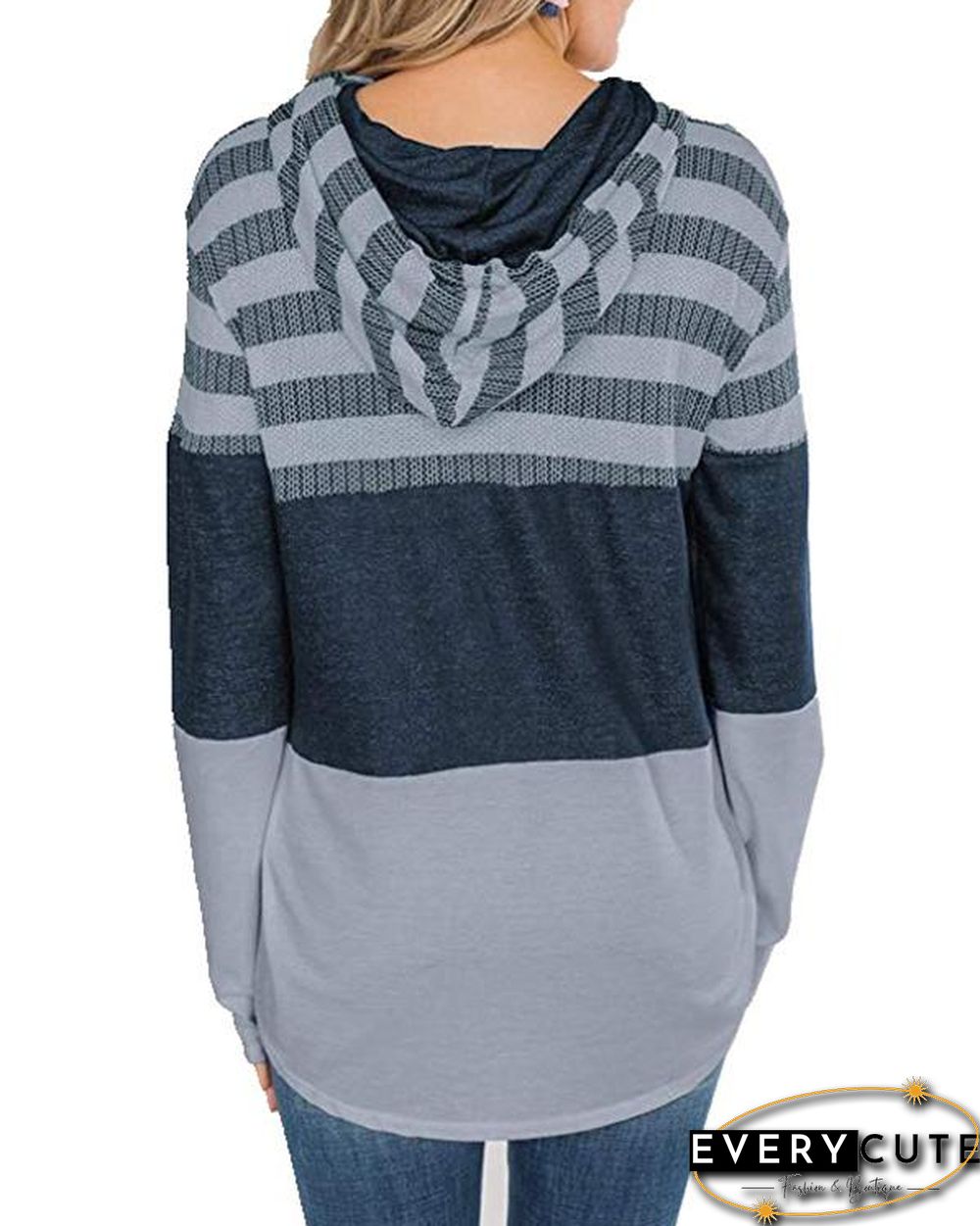 Color Block Splicing Drawstring Hoodies