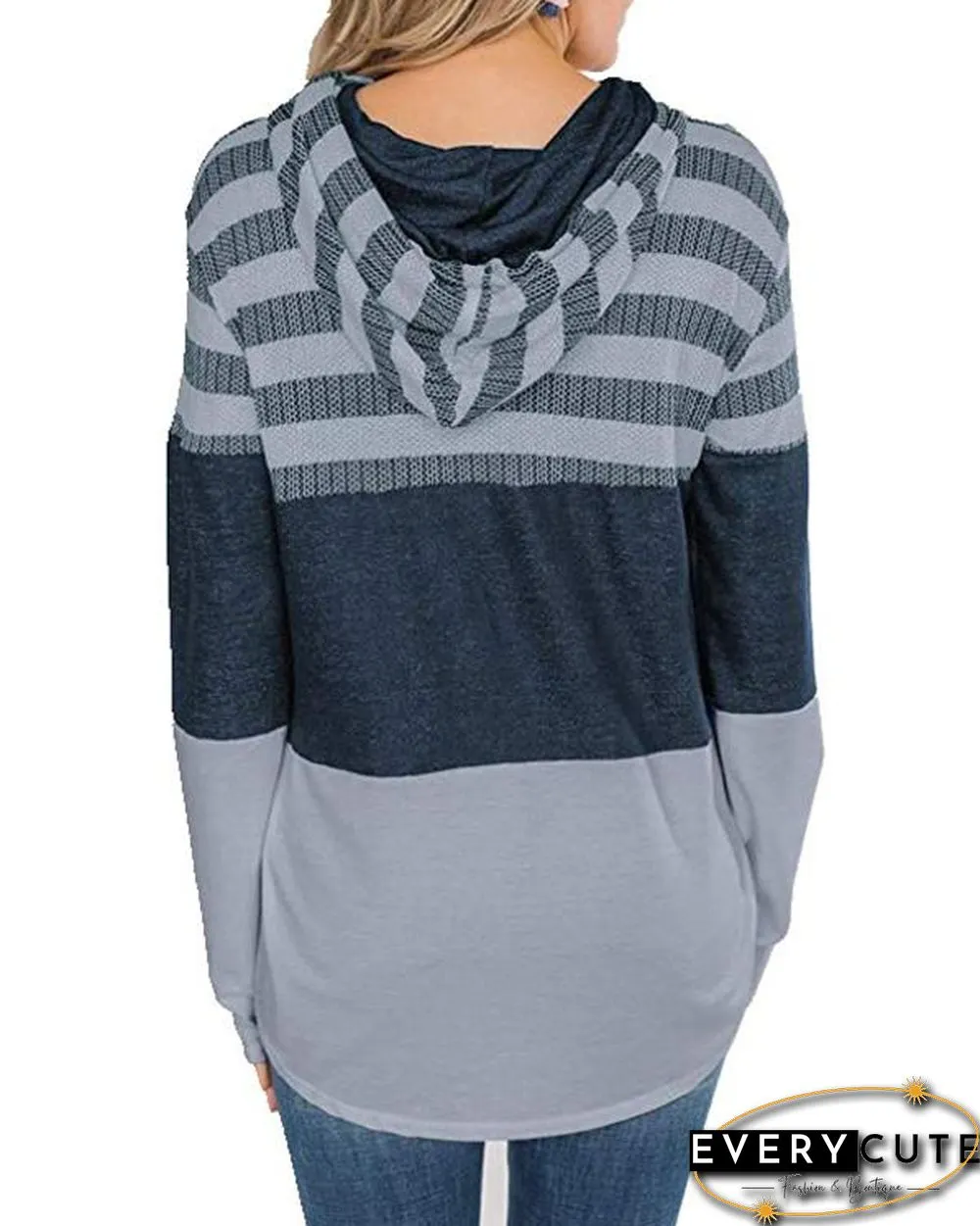 Color Block Splicing Drawstring Hoodies