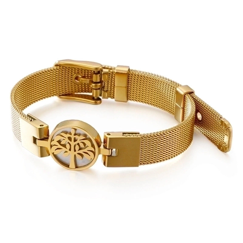 Leaf Titanium Steel 18K Gold Plated Bracelets In Bulk