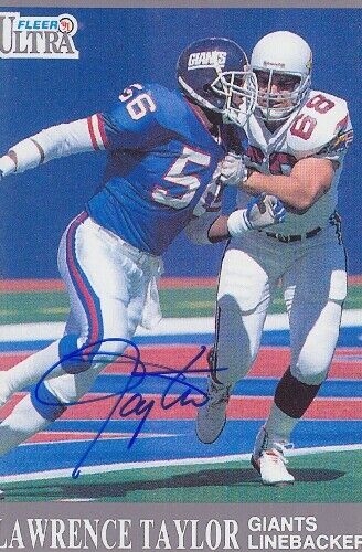 Lawrence Taylor Signed New York Giants 4x6 Photo Poster painting - 2x Super Bowl Champion