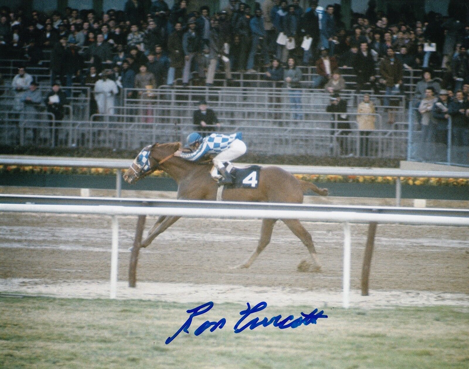 RON TURCOTTE signed *SECRETARIAT* HORSE RACING TRIPLE CROWN 8X10 Photo Poster painting W/COA #4