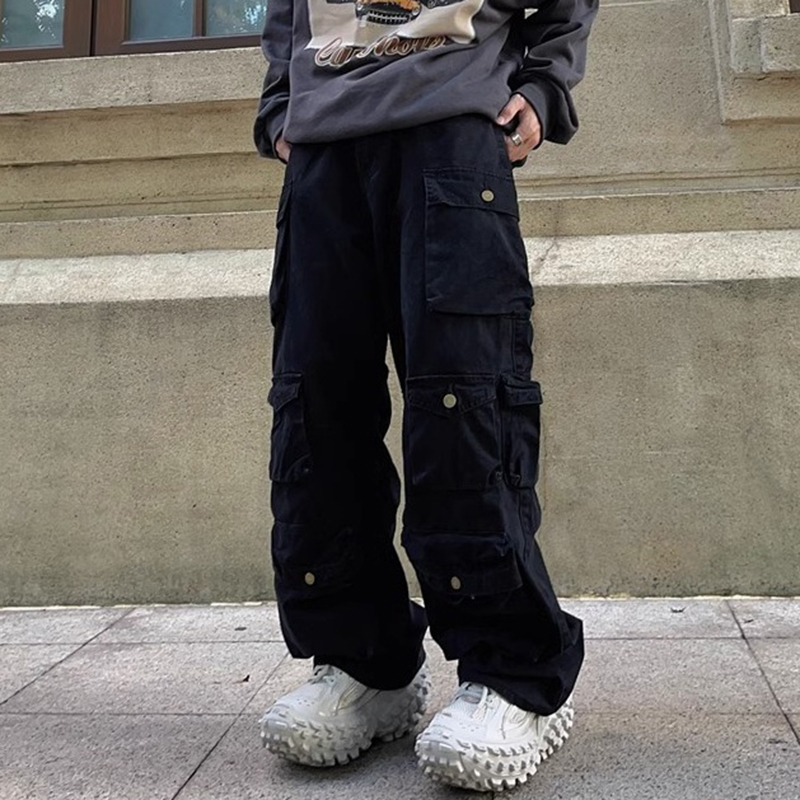 Sopula Men's Retro Trendy Loose Straight Wide-Leg Multi-Pocket Cargo Pants - Sopula ｜Premium Graphic Tees & Graphic Streetwear