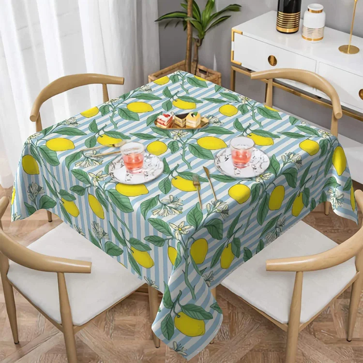 Summer Lemon Rectangular Tablecloth Holiday Party Decorations Washable Waterproof Tablecloth Wrinkle Kitchen Table Cover