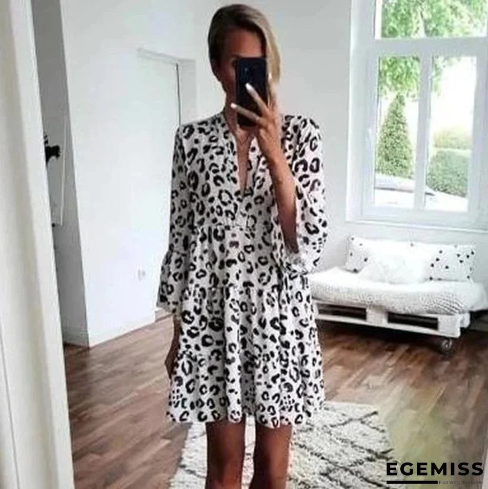 Leopard Print Dress Bohemian Style Dress | EGEMISS