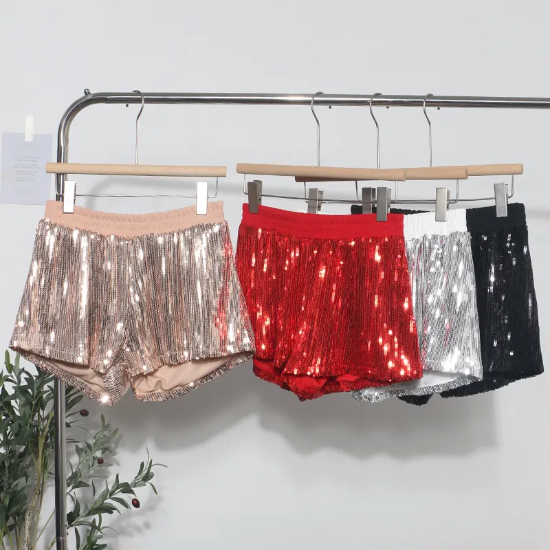 Nigikala Nigikala Shooting Babes Shiny Shiny Splicing Loose Waist Shorts Design Feel Thin Broad Leg Hot Pants 9053