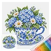 Stamped Cross Stitch Kit for Adults Floral Still Life Cup 18CT tapestrymarket