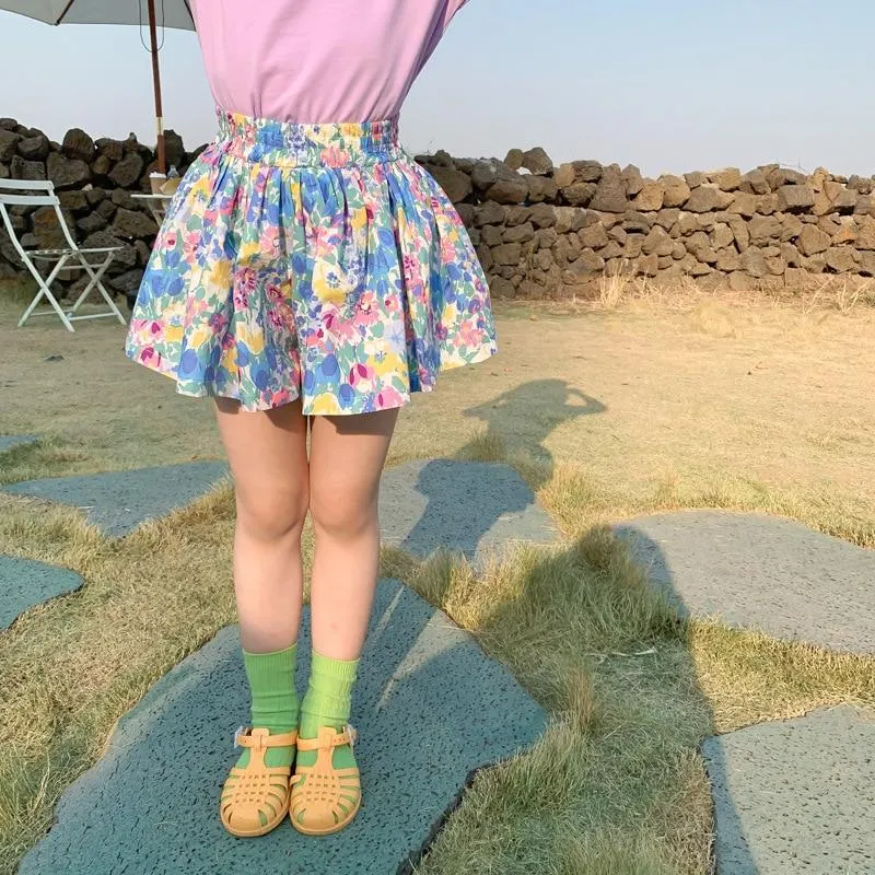 2-8T Summer Floral Shorts For Girls Toddler Kid Baby Clothes Loose Flower Print Skirt Shorts Cute Sweet Lovely Beach Trousers