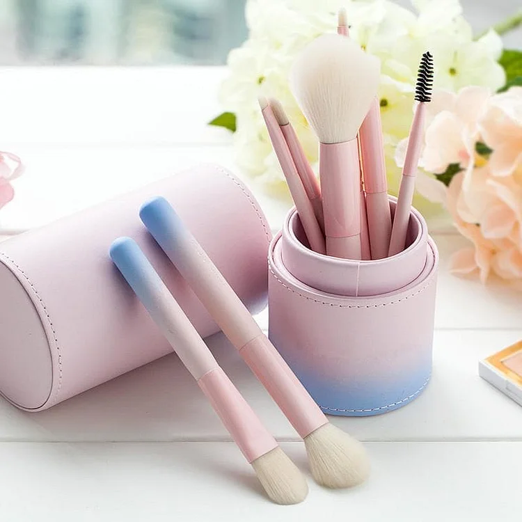 Pink Blue Pastel Makeup Brushes Set 8 Pieces  SP178881