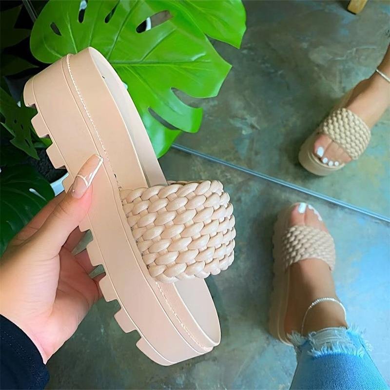 Women Sandals Platform Sandals Shoes Women Bow 2021 Summer Sandals Slipper Indoor Outdoor Flip-flops Beach Shoes Female Slippers
