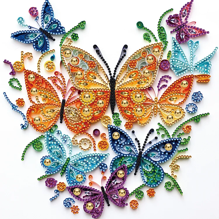 Flower Butterfly Quilling Paper 30*30CM (Canvas) Special Drill Diamond Painting gbfke