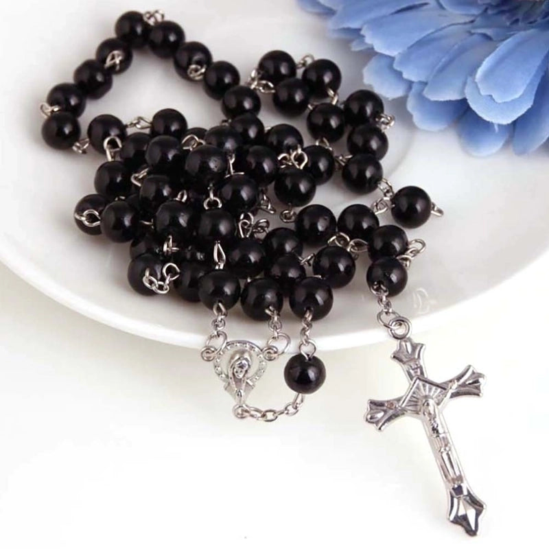 Modern Style Artistic Streetwear Cross Imitation Pearl Alloy Iron Unisex Pendant Necklace Rosary Long Necklace