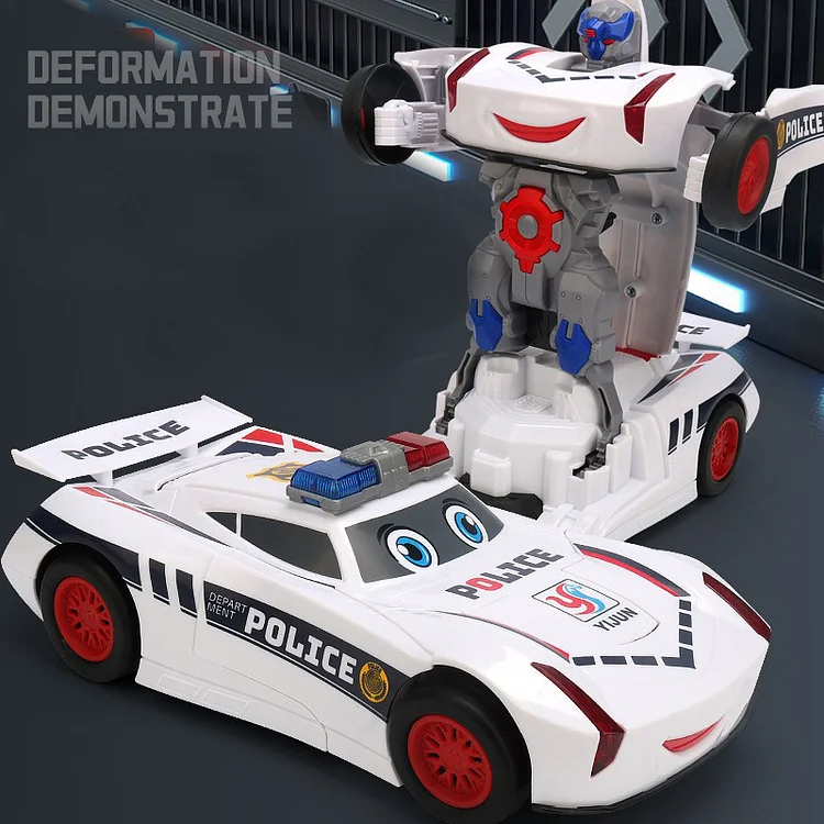 Toy Cars for Kids Deformation Robot Police Car Toy for 3-13 Yrs Old Kid, Auto Deformation to Robot with Flashing Lights 1:18 Scale