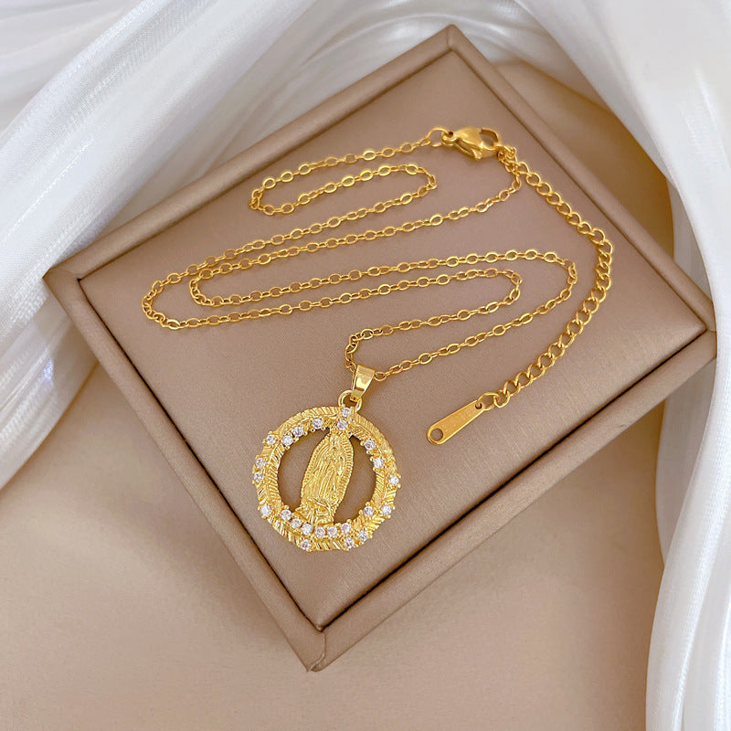 Ring Portrait Full Diamond Gorgeous Full Diamond Necklace Female Versatile Clavicle Chain Titanium Steel Chain