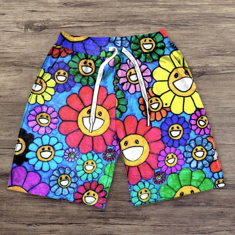 Sunflower print track shorts