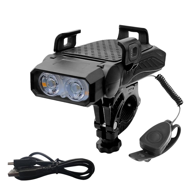 4 in 1 LED Bicycle Light Horn Phone Holder T6 MTB Cycling Lamp Flashlight