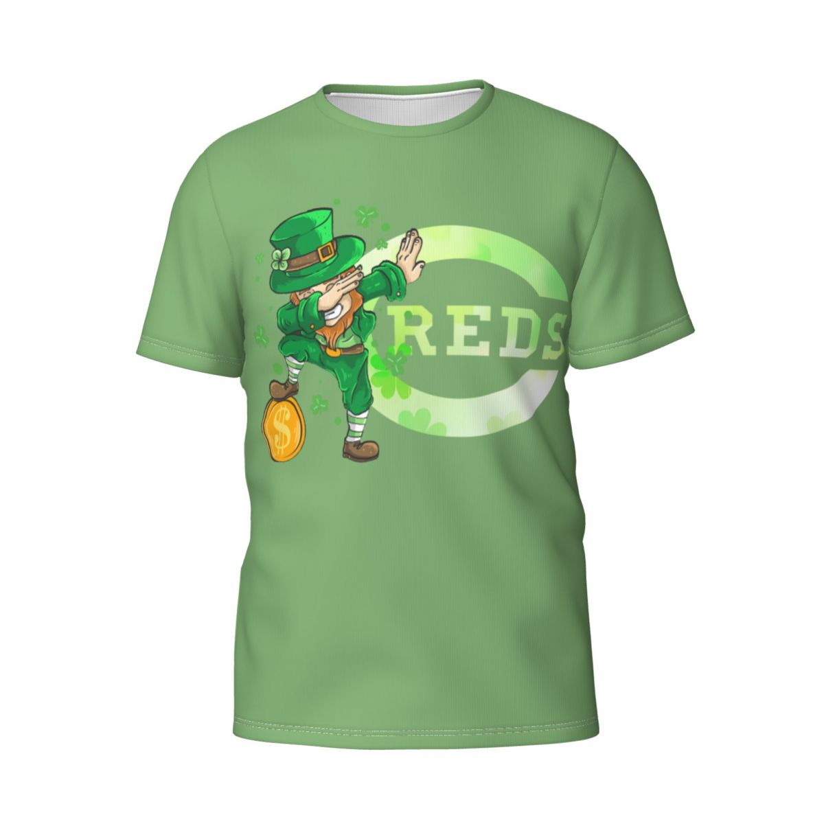 Cincinnati Reds St Patrick's Day Dabbing Leprechaun Men's Short Sleeve Shirt
