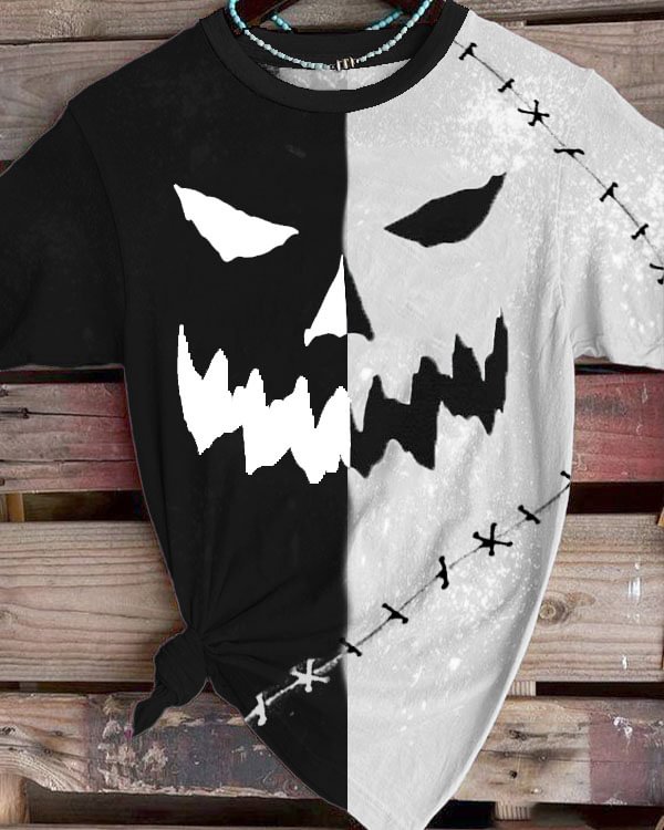 Halloween Spooky Face Print T-Shirt