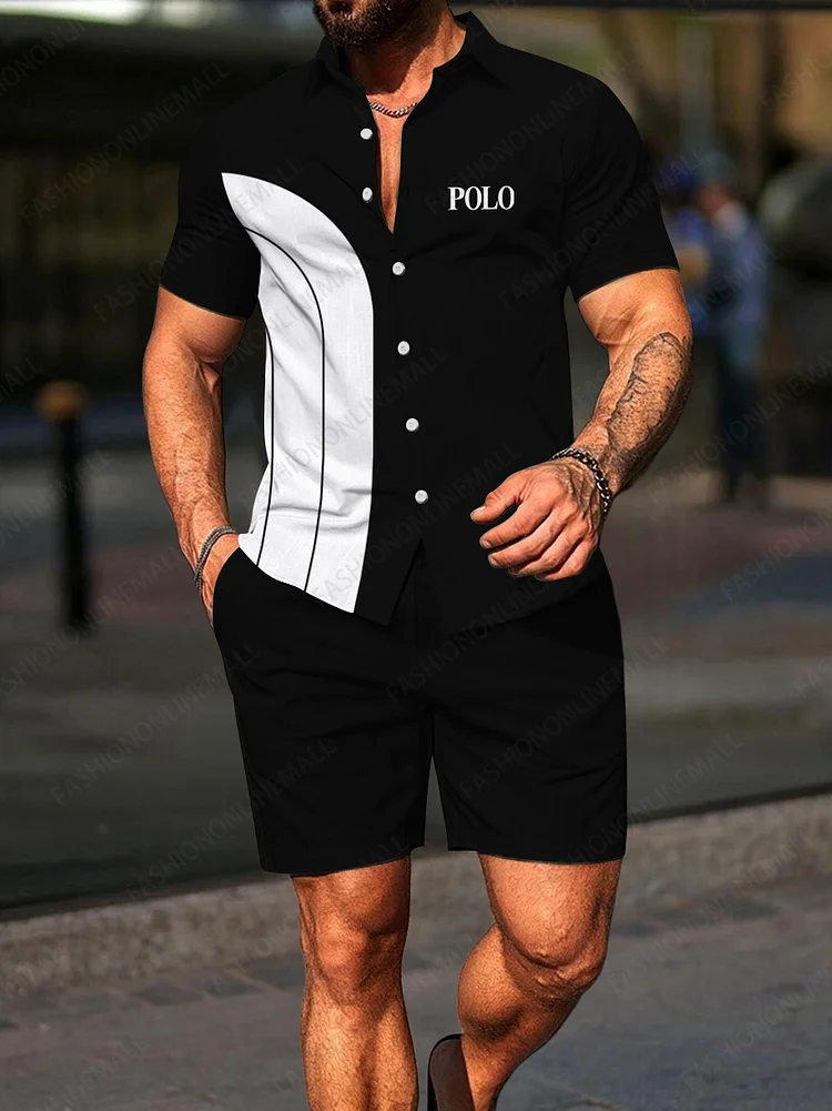 Men's casual printed short sleeved two-piece set