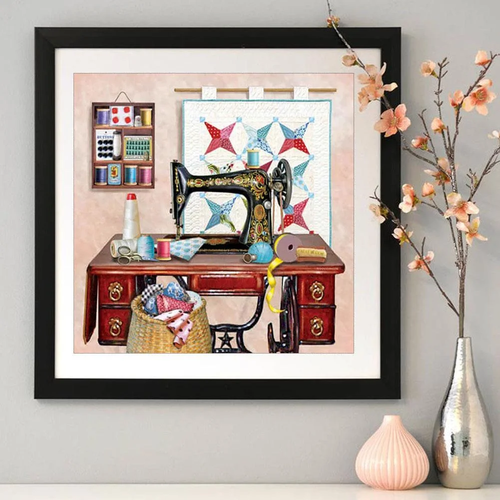 Diamond Painting - Full Round Drill - Sewing Machine(30*30cm)