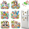 (US Only)6pcs 2D Flat Hello Summer DIY Diamond Painting Fridge Magnets for Home Decor