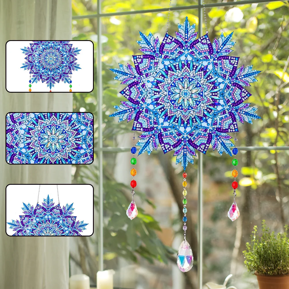 DIY Wind Chimes Exquisite Ice Crystal Flower Crystal Diamond Painting Wall Ornaments