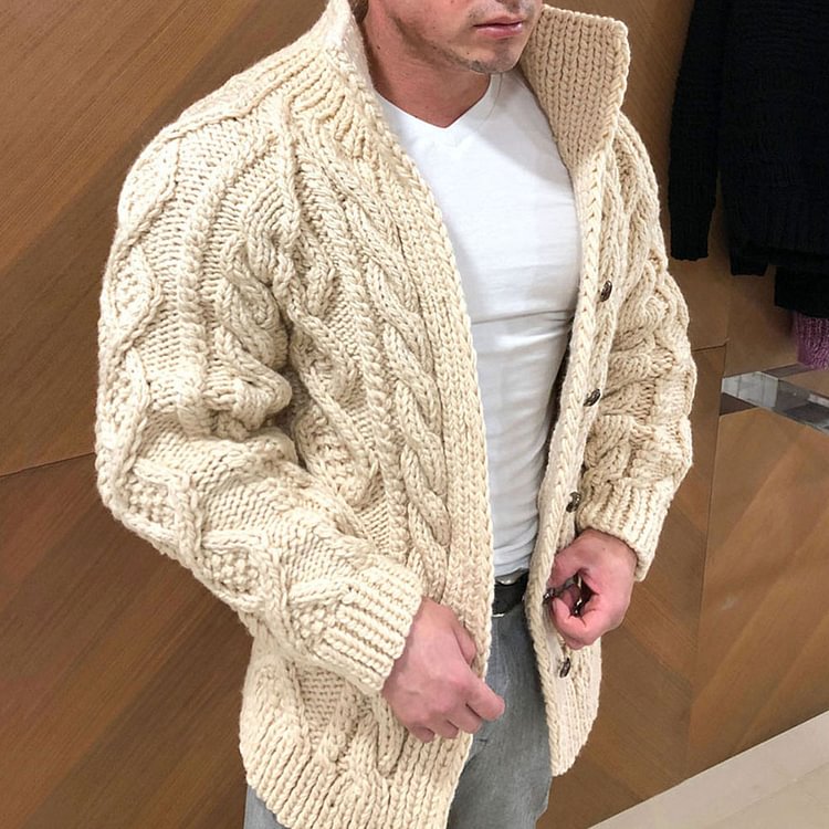 Standard Plain Single-Breasted Men's Sweater