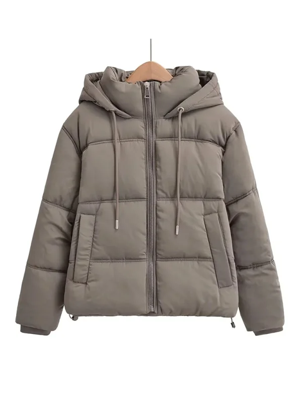 Fashion temperament simple hooded down padded jacket warm long-sleeved jacket Flusfy