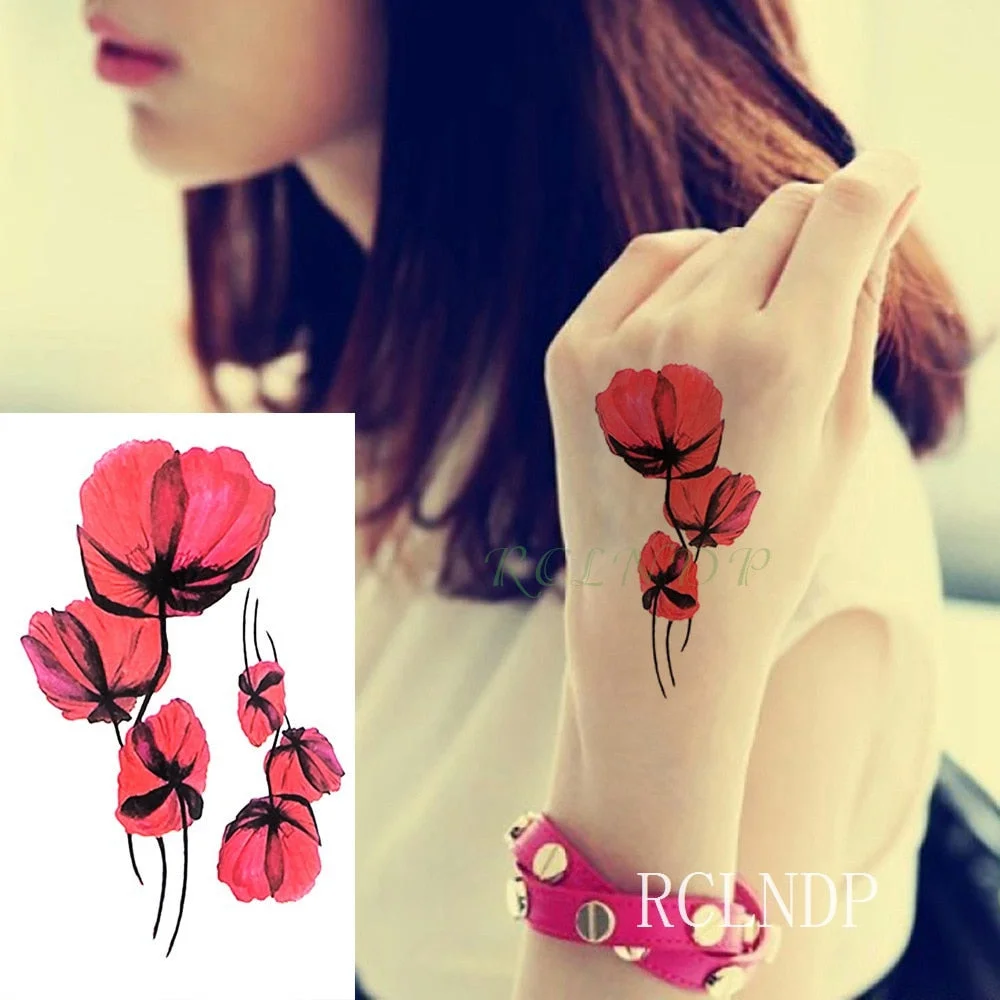 Waterproof Temporary Tattoo Stickers Beautiful Flower Rose fake Tatto Flash Tatoo Tatouage Hand Back Foot Arm for Girl Women Men
