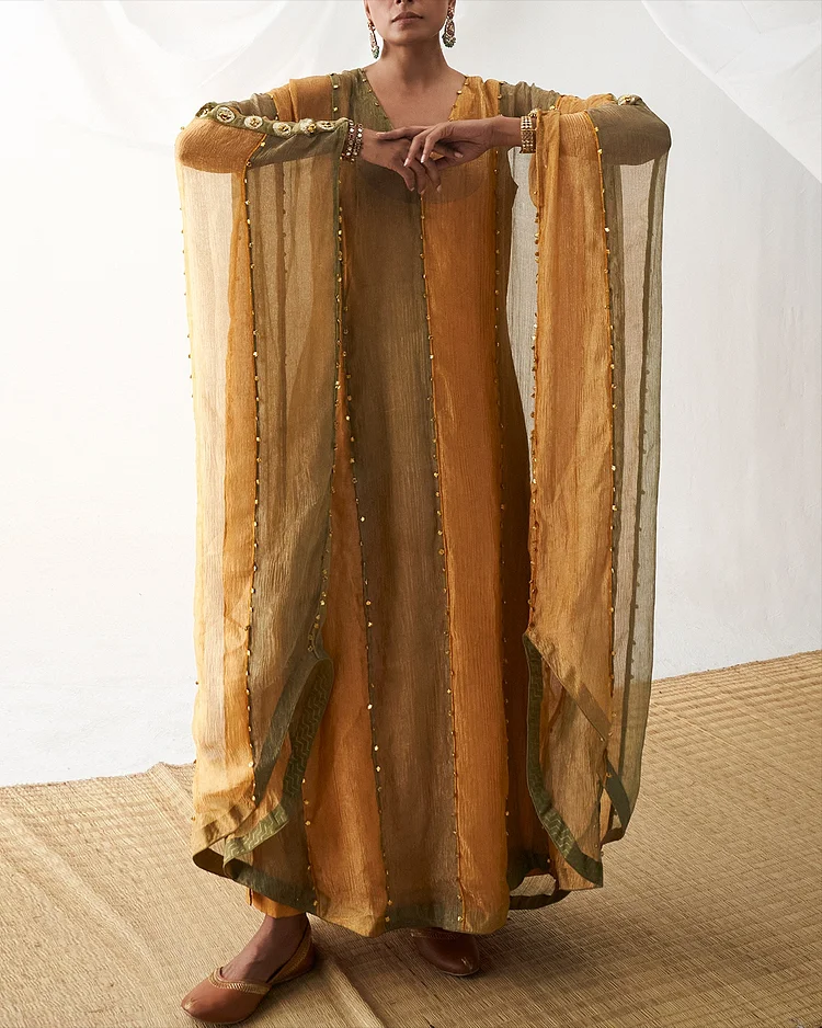 Women's V-neck stitching kaftan Dress