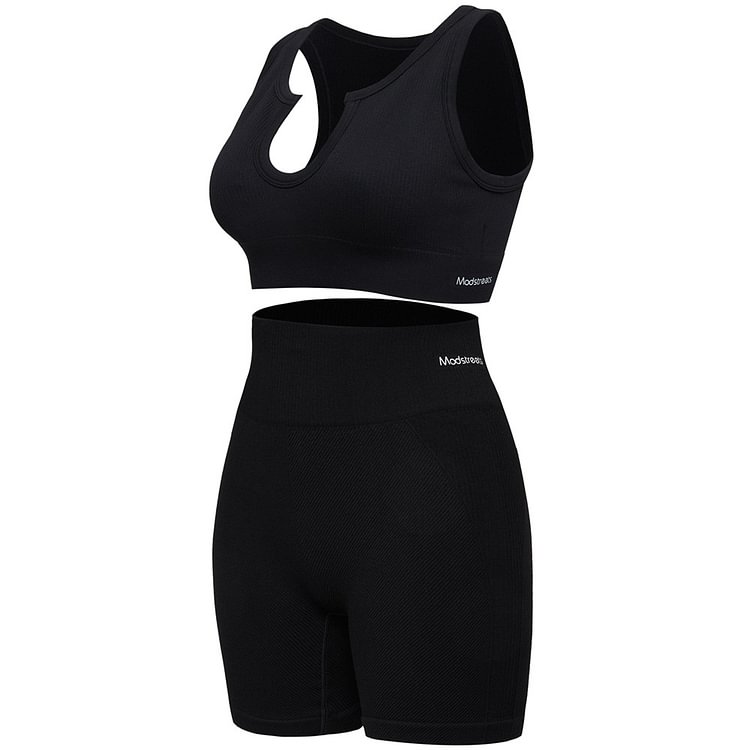 Modstreets Solid Quick Dry Sleeveless Yoga Clothing Sets
