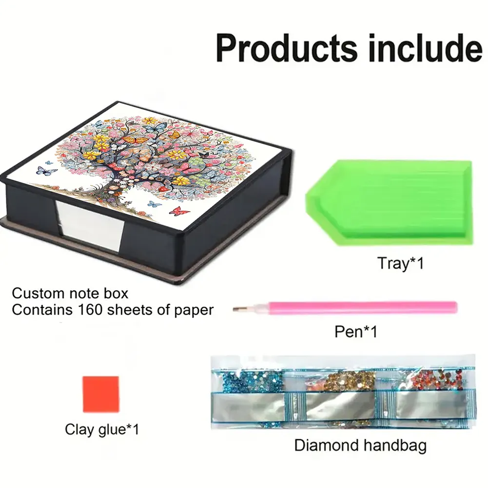 Butterfly Tree PU Diamond Painting Note Box Contains 160 Sheets of Paper