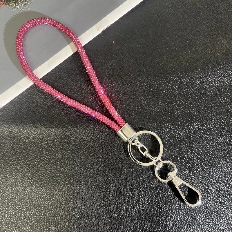 Minimalist Solid Color Rhinestone Inlay Rhinestones Bag Pendant Mobile Phone Chain