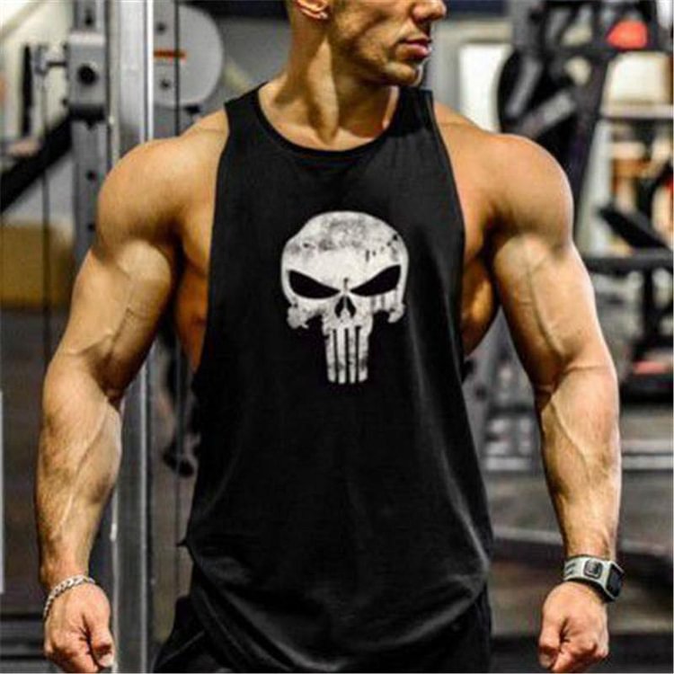 Dark skull print men's vest