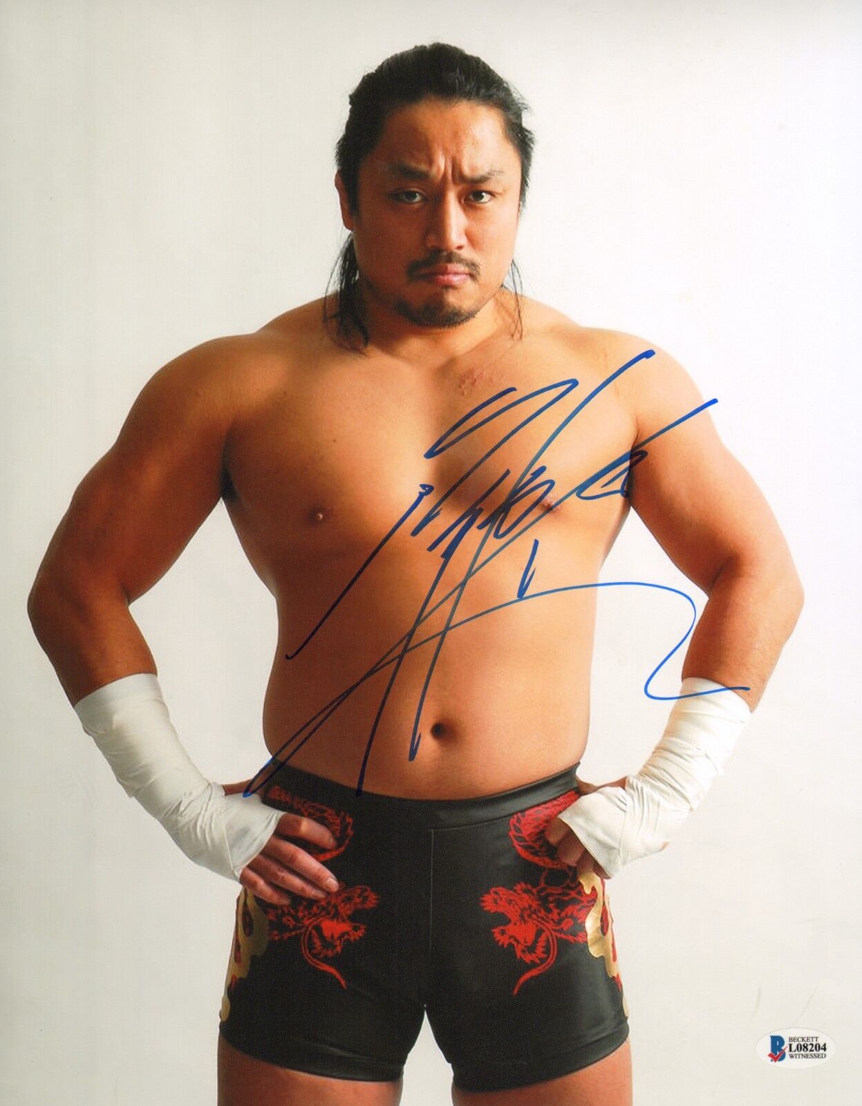 Hirooki Goto Signed 11x14 Photo Poster painting BAS Beckett COA New Japan Pro Wrestling Auto'd 4