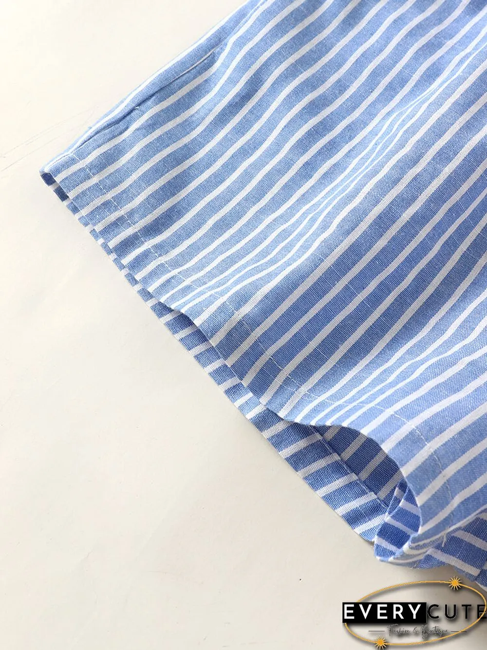 Selfsow Blue And White Stripe Tie Front Tube Pocket Two Pieces Suit