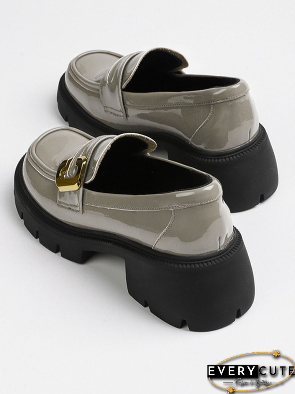 Laminated Leather Split-toe Loafers