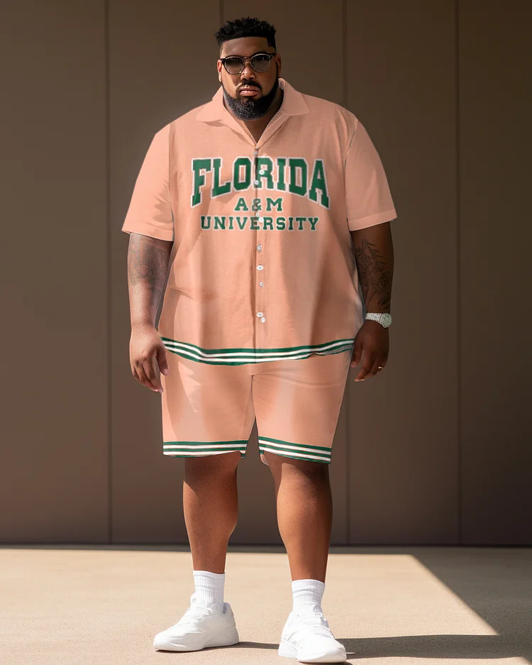 Men's Plus Size College Style Florida A&M University Short Shirt Uniform Suit