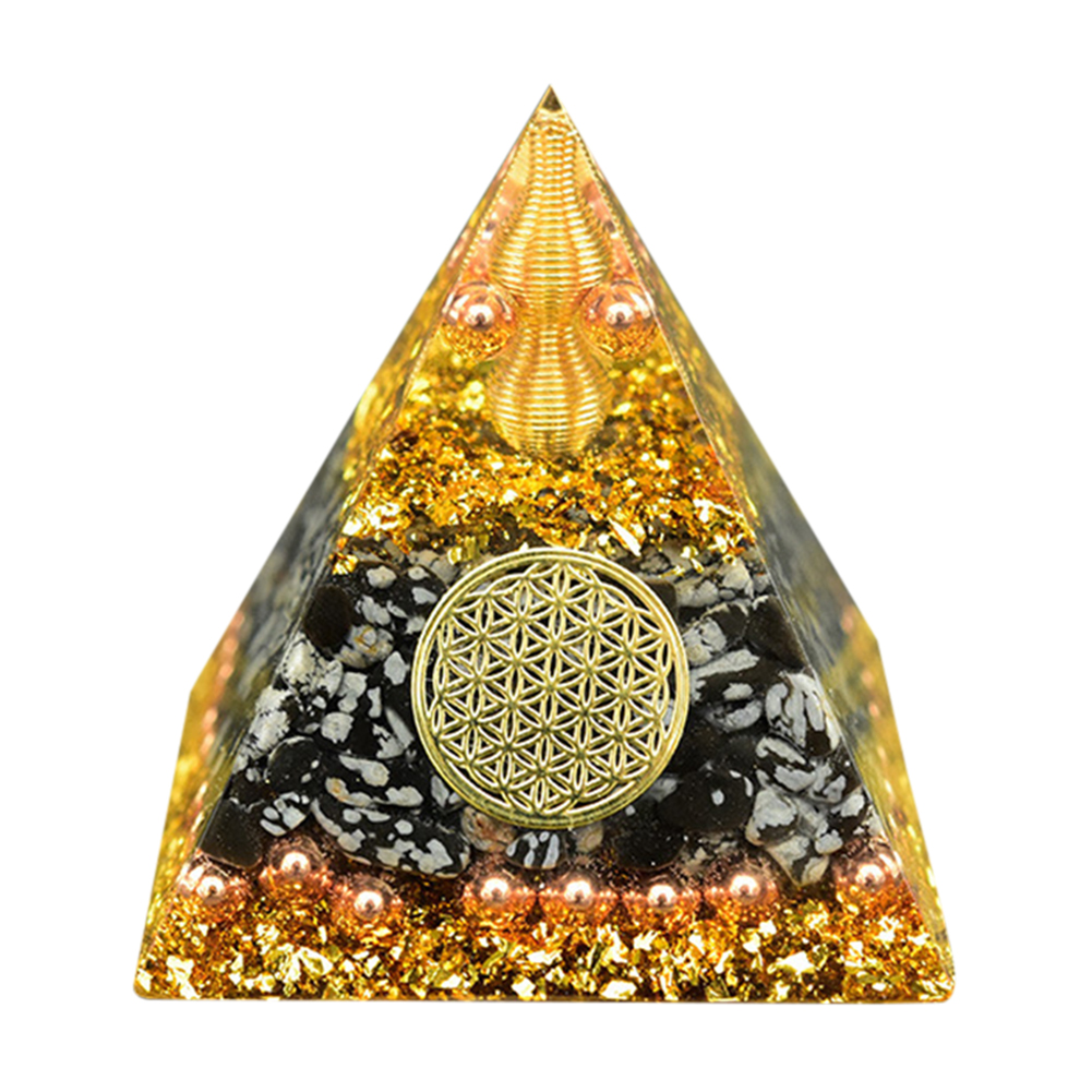 Crystals Orgonite Pyramid Epoxy Resin Orgone Energy Healing Ornament (A)