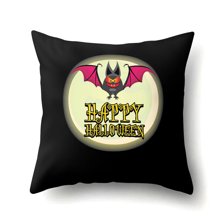 Linen Pillow Case - Creative Pumpkin Bat Halloween