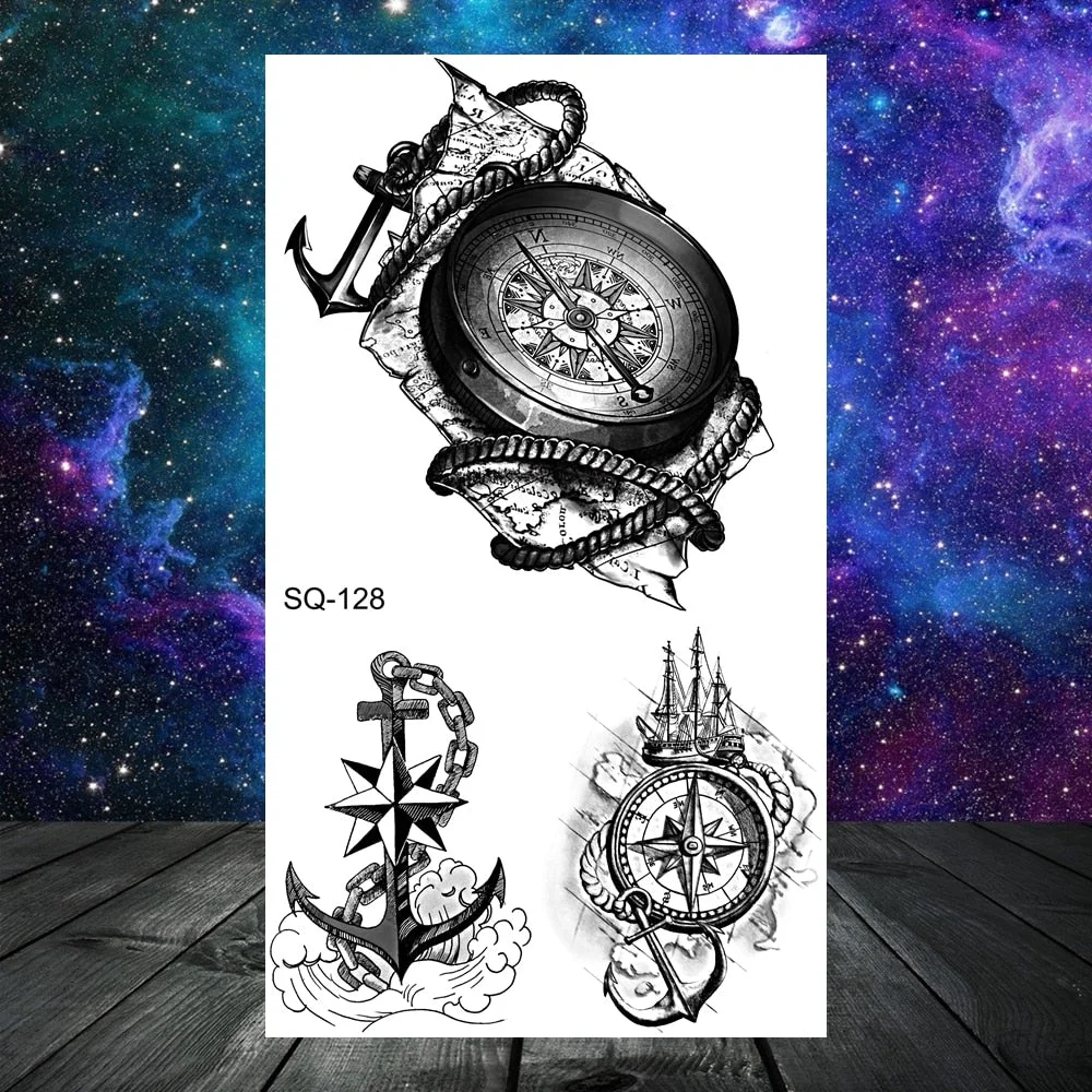 Thorns Wolf Dragon Scorpion Temporary Tattoos For Adult Men Boy Skull Tiger Lion Compass Fake Tattoo Neck Arm Hands Small Tatoos