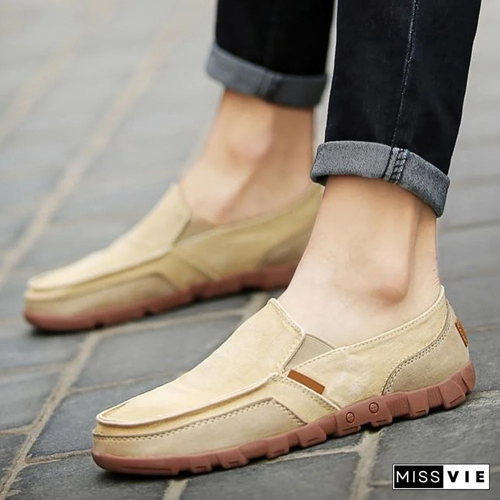 Men Casual Breathable Slip-On Loafers Flat Canvas Shoes