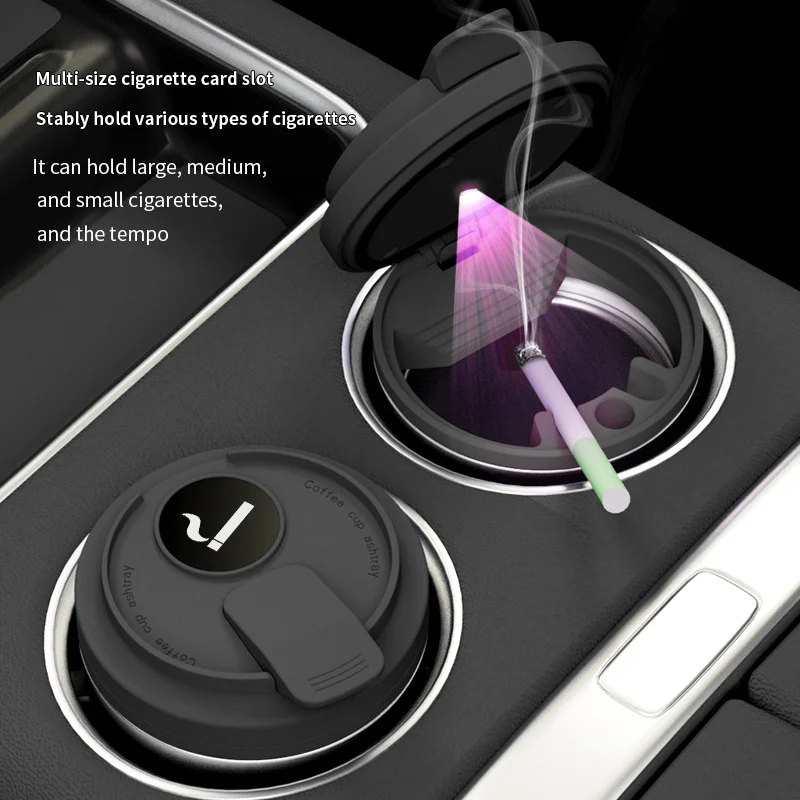 Cross-Border Car Ashtray With Lid, Light, Metal Liner, Car Ashtray, Illuminated Coffee Cup