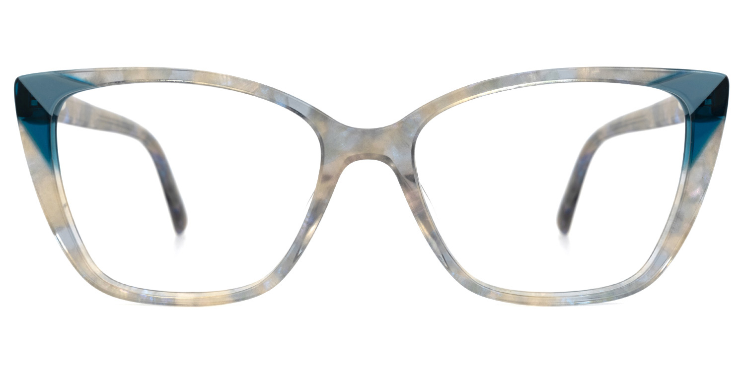 Kaula Blumendruck-Blau Cateye Brille Blumendruck-Blau