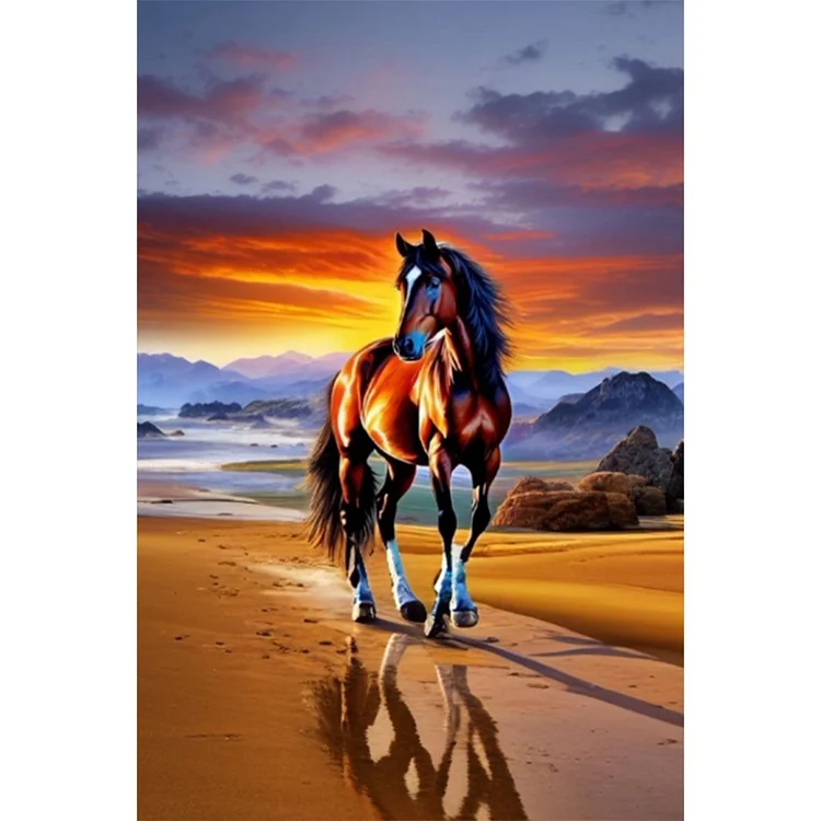 Horse 40*60CM (Canvas) Full Round Drill Diamond Painting gbfke