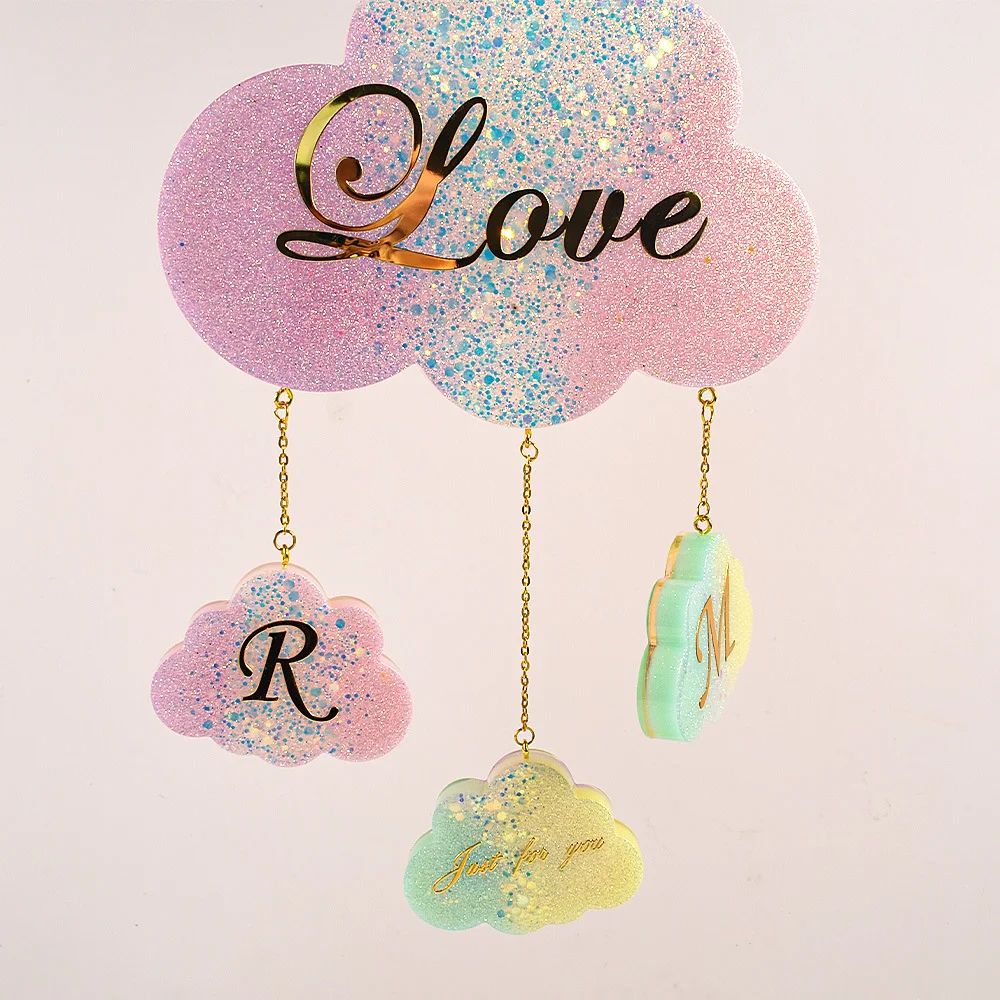 Four Consecutive Clouds Wall Hanging Photo Frame Tag Silicone Mold